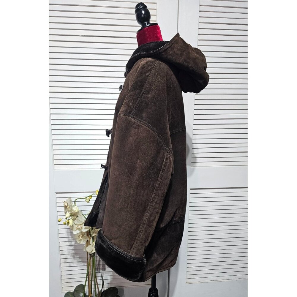Vintage J Percy for Marvin Richards Women Brown Suede Faux Fur Parka Sz XL 3158 - Picture 4 of 16
